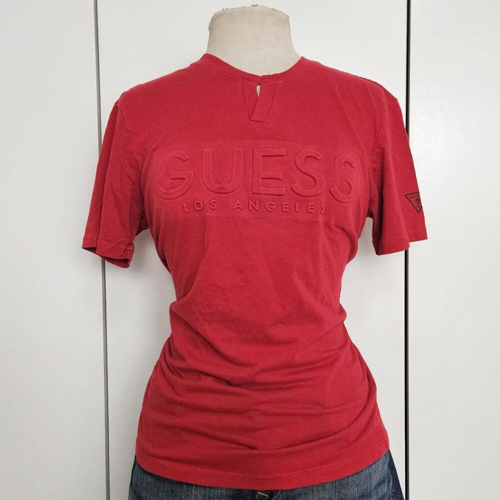 Guess red logo tee